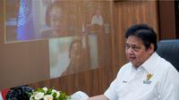 Pertemuan virtual antara Menteri Koordinator Bidang Perekonomian Airlangga Hartarto dengan Sekretaris Eksekutif United Nations Economic and Social Commission for Asia and the Pacific (UNESCAP) Armida S. Alisjahbana, Rabu (22/6/2022). (Sumber: ekon.go.id)