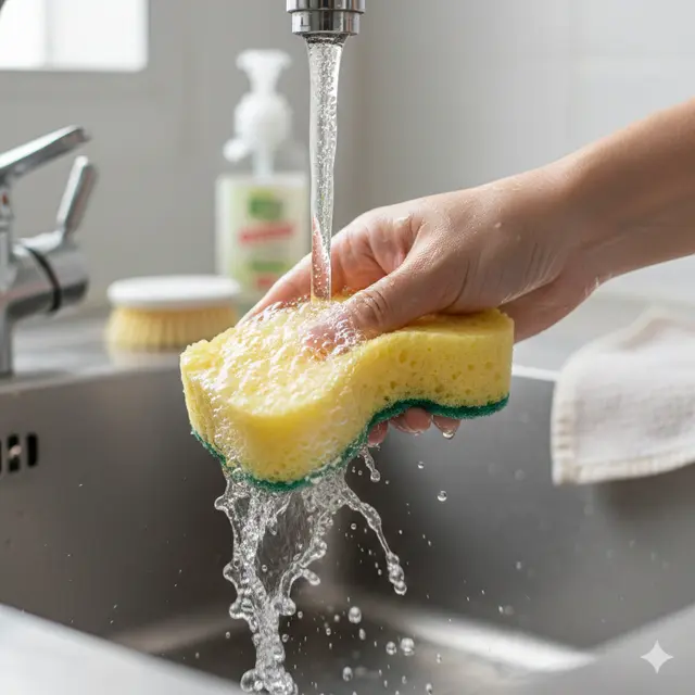 Tips Mencuci Spons Cuci Piring Supaya Bebas Kuman (Foto: Gemini AI)