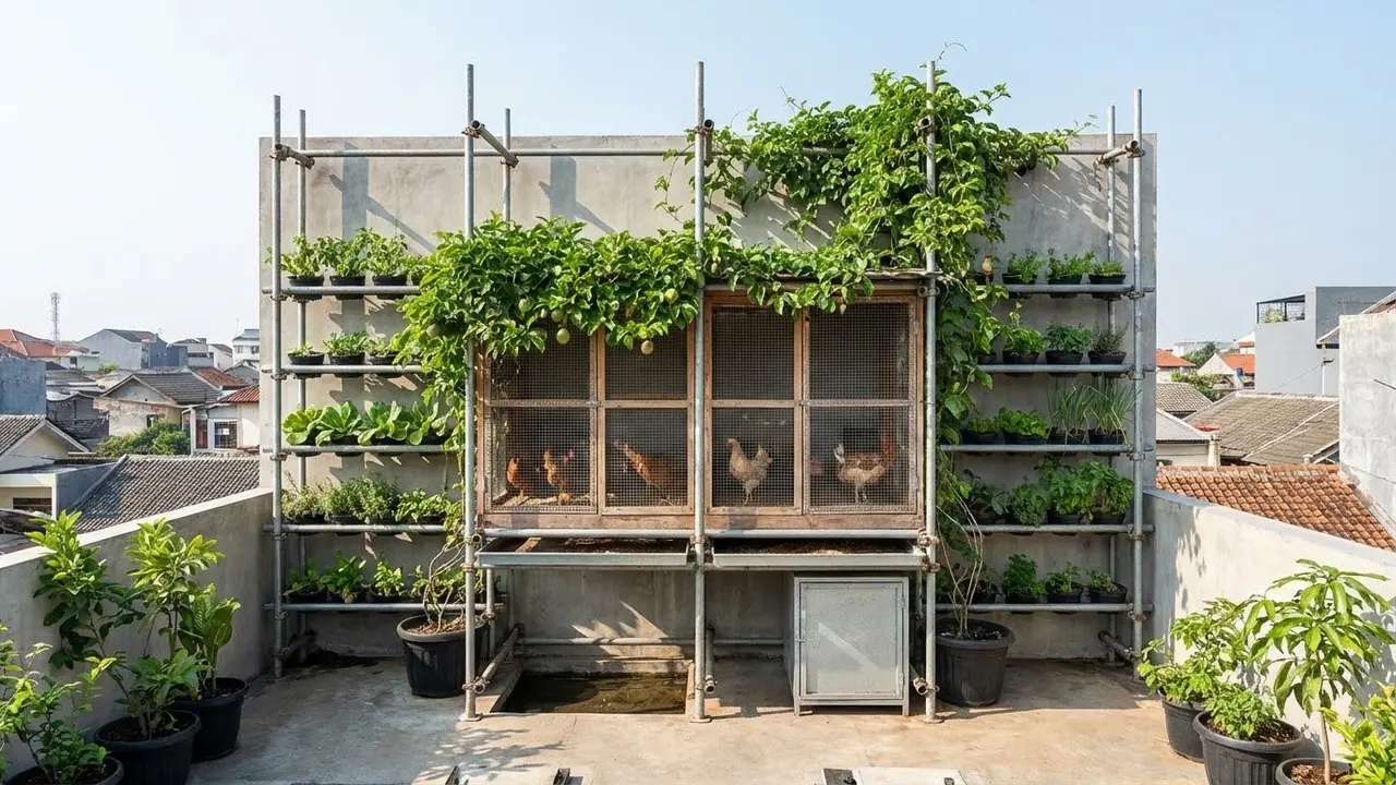 Kandang Ayam di Rooftop Rumah
