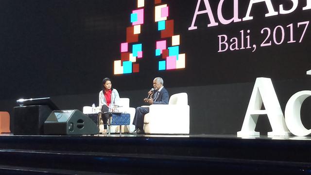 Mantan Sekjen PBB Kofi Annan di acara AdAsia 2017, Nusa Dua Bali (Foto: Zulfi/Liputan6.com)