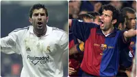 Legenda Real Madrid, Luis Figo, memiliki label tersendiri bagi fans Barcelona. Kepindahannya dari Barcelona ke Real Madrid adalah salah satu drama terbesar di dunia sepak bola, bahkan Figo dilabeli sebagai penghianat abadi oleh fans Barcelona kala itu. (kolase foto AFP)