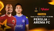 Piala Presiden 3rd Place - Persija vs Arema FC: Perebutan Gengsi di Tempat Ketiga Hanya di Vidio