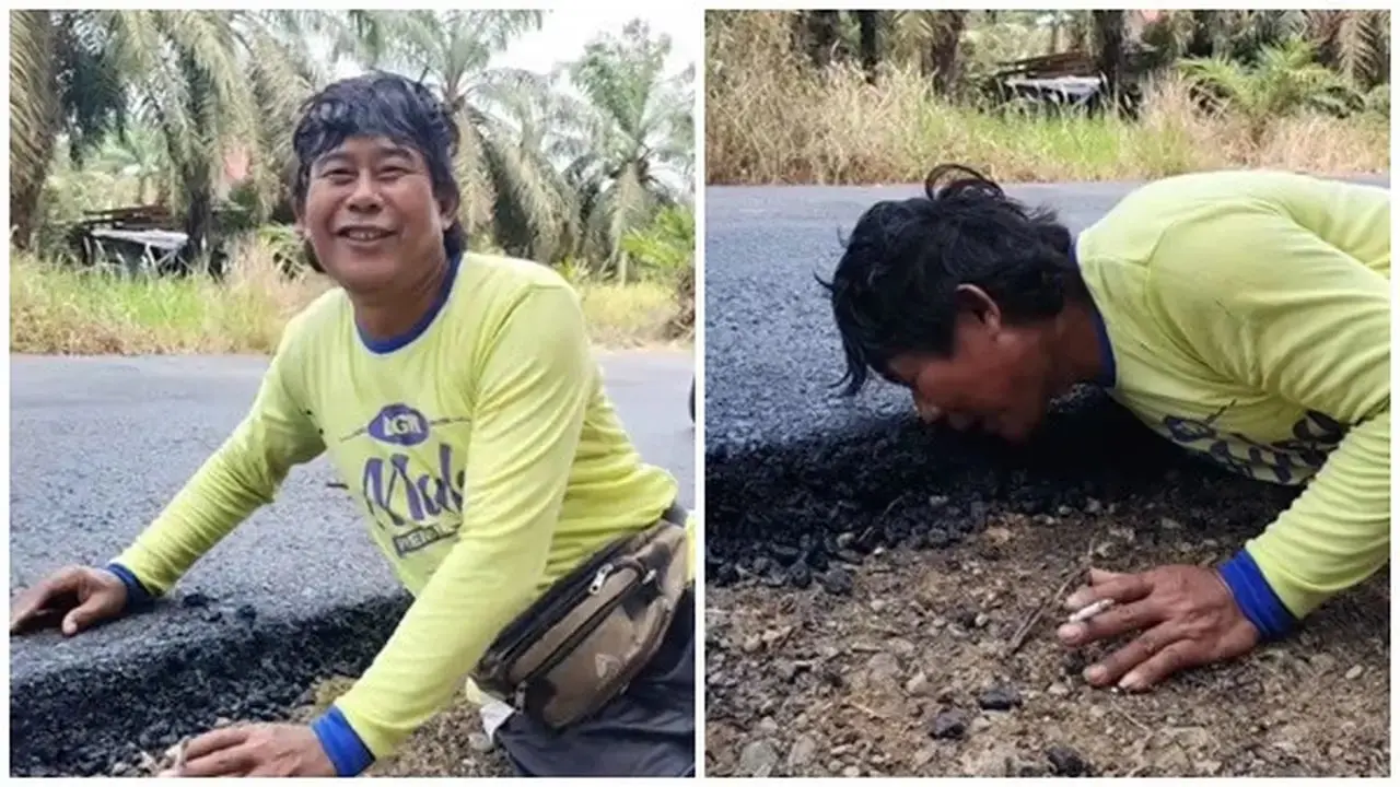 Seperti Menunggu Jodoh hingga Puluhan Tahun, Pria Ini Bersyukur Cium Aspal Setelah Jalan Diperbaiki