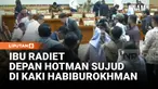 Komisi III DPR mendengar keluhan para keluarga korban, yang ditemani Pengacara Hotman Paris, Kamis (26/2). Usai rapat, Pimpinan Komisi III DPR, Habiburokhman mendatangi ibu dari Fandy dan ibu dari Radiet Ardiansyah.