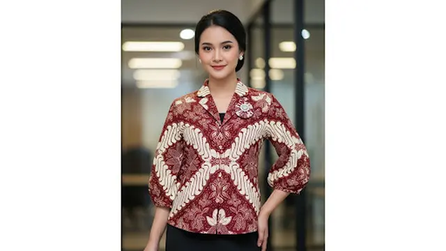 Atasan Batik Balon dengan Kancing Depan