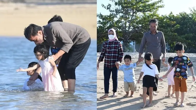 6 Momen Jokowi Libur Lebaran Bareng Cucu, Lepas Penat di Pantai Bali