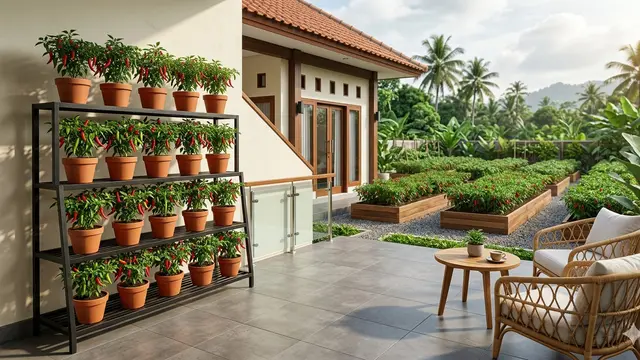 Inspirasi Teras Rumah Dekat Kebun Cabai yang Tetap Rapi