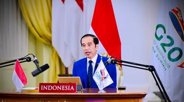Presiden Joko Widodo atau Jokowi mengikuti Konferensi Tingkat Tinggi (KTT) G-20 secara virtual