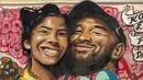 Mural karya seniman Muck Rock dan Mr79lts memperlihatkan gambar Kobe Bryant dan putrinya, Gianna Bryant di Los Angeles, Senin (27/1/2020). Pemain basket legendaris NBA Kobe Bryant bersama putrinya, Gianna meninggal dunia dalam kecelakaan helikopter pada Senin (27/1). (DAVID MCNEW/GETTY IMAGES/AFP)