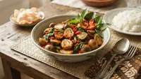 Resep Tumis Jamur Merang dan Kemangi, Pedas, Gurih, dan Wangi