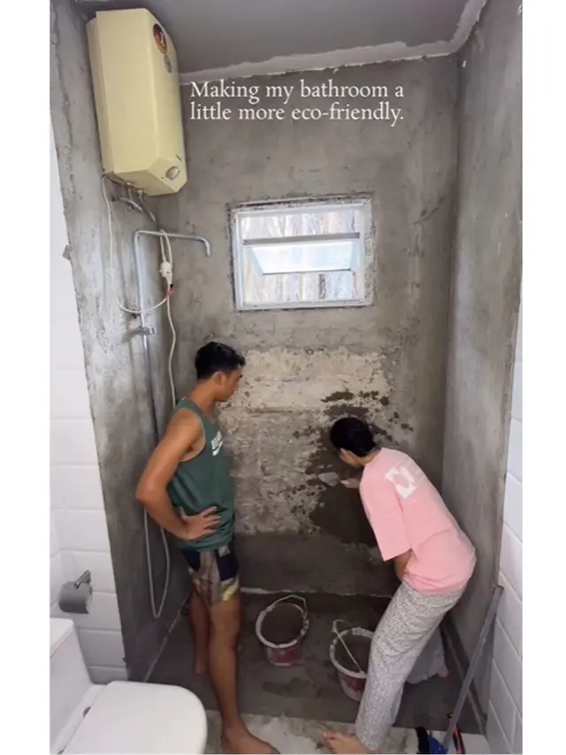 6 Potret Daffa Wardhana Renovasi Kamar Mandi Pakai Material Ramah Lingkungan