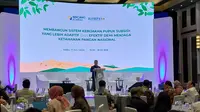 Deputi Bidang Koordinasi Pangan dan Agribisnis, Kementerian Koordinator Bidang Perekonomian, Dida Gardera diskusi terkait pupuk subsidi di Langham Hotel, Jakarta, Rabu (17/7/2024). (Arief/Liputan6.com)