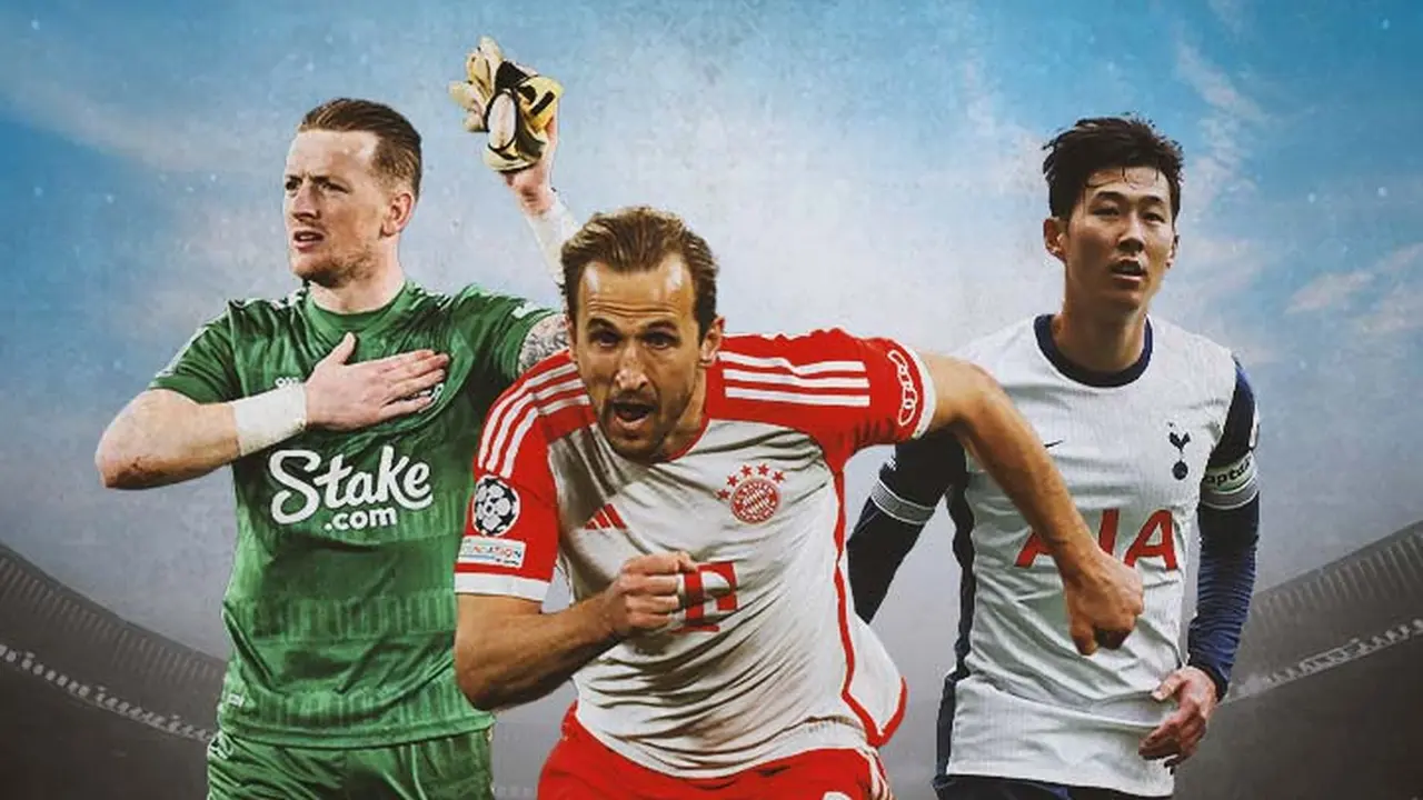 Ilustrasi - Jordan Pickford, Harry Kane, Son Heung-min