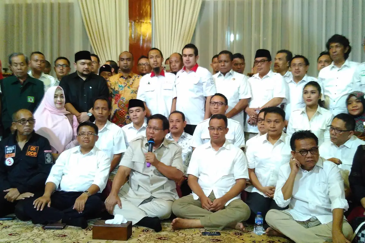 Cagub Anies Baswedan, Prabowo Subianto, dan Tim Pemenangan Anies-Sandi (Liputan6.com/Rezky Aprilia)