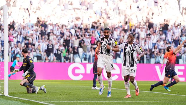 Bek Juventus Bremer merayakan golnya ke gawang Genoa di pekan ke-31 Liga Italia 2025/2026 di Allianz Stadium, Senin (06/04/2026) malam WIB.