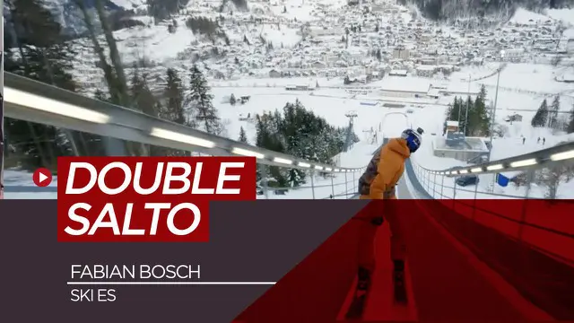Berita video aksi keren dari juara dunia Ski Es, Fabian Bosch saat berseluncur di Engelberg Ski Jump, Senin (4/1/21)
