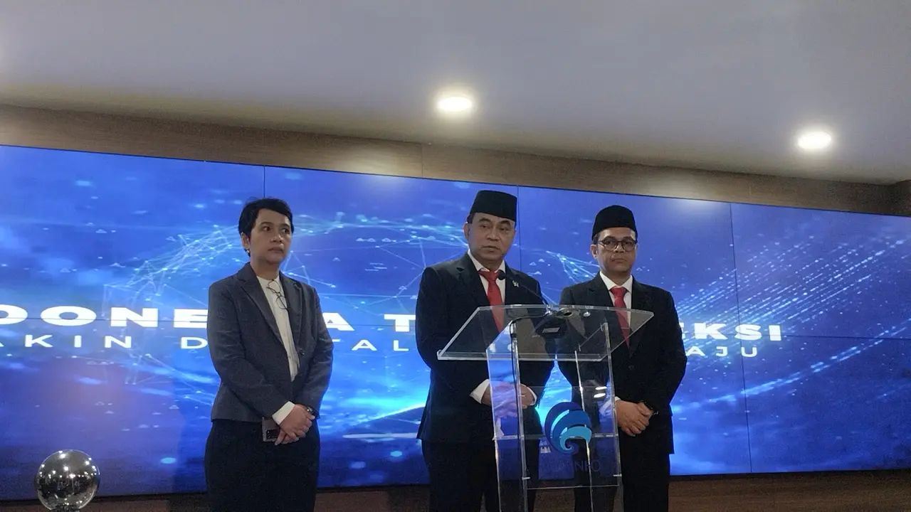 Menteri Komunikasi dan Informatika (Menkominfo) RI Budi Arie Setiadi saat memberikan sambutan dalam serah terima jabatan di Gedung Kominfo, Jakarta Pusat Senin (17/7/2023).