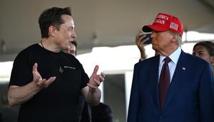 Ini menjadi kunjungan pertama Presiden terpilih Amerika Serikat (AS), Donald Trump ke peluncuran Starship. (Brandon Bell/Getty Images North America/Getty Images via AFP)