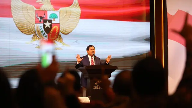 Capres Prabowo Subianto saat berpidato di hadapan pengusaha dan warga etnis Tionghoa Medan, di Selecta Royal Ballroom, Jumat, 22 Februari 2019