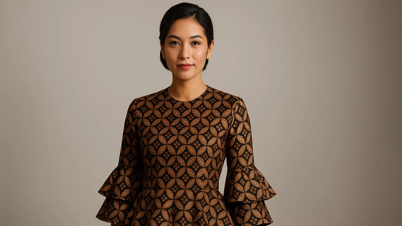 7 Model Baju Batik Lengan Lonceng Dua Tingkat Motif Kawung Modern, Anggun dan Elegan Dipakai ke Acara Resmi