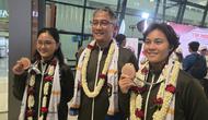 Kepulangan atlet loncat indah Indonesia usai tampil di SEA Games 2025 (Liputan6.com/Thomas)