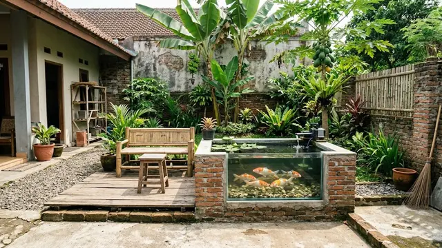 Ide Pekarangan yang Menggabungkan Kolam, Kebun, dan Area Santai