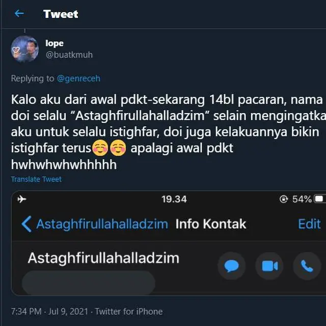 7 Nama Kontak Nyeleneh Istri yang Dibuat Suami Ini Bikin Geleng Kepala