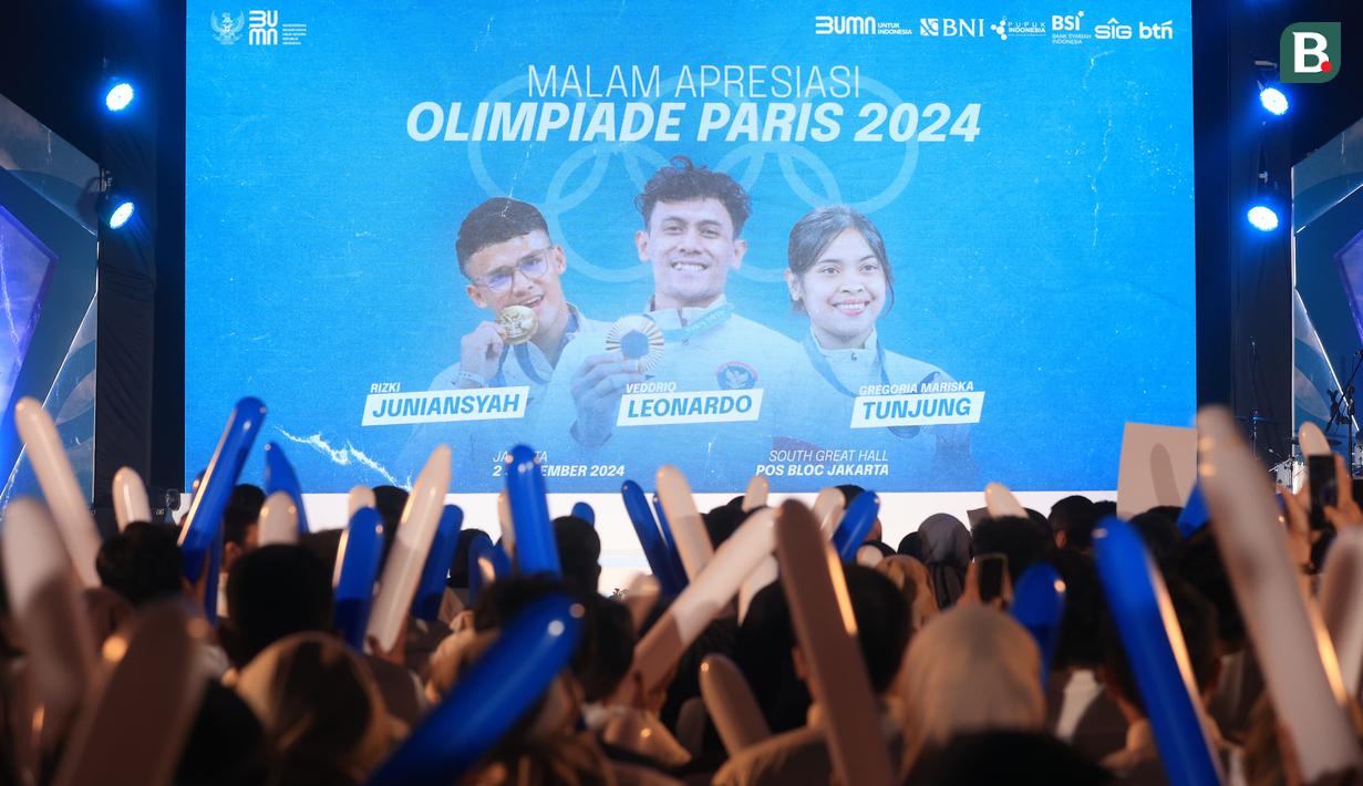 Suasana acara apresiasi kepada atlet peraih medali Olimpiade 2024 di Pos Bloc, Jakarta, Senin (2/9/2024). (Bola.com/M. Iqbal Ichsan)
