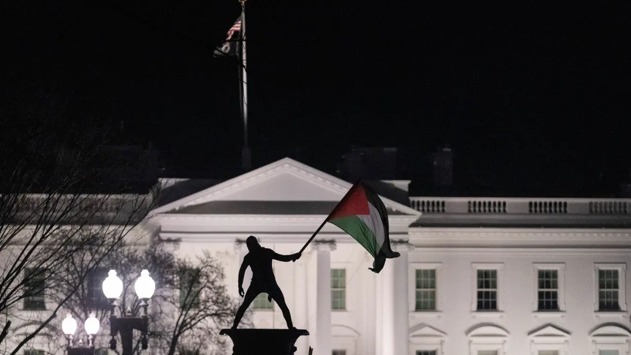 Aksi 100 Hari Perang Hamas-Israel di Washington DC