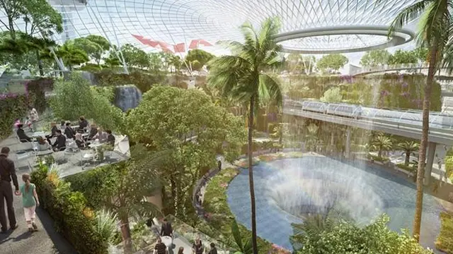 Singapura Hadirkan Air Terjun di Dalam Bandara Changi?