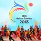 Logo Asian Games 2018_Hari Olah Raga Nasional_(Bola.com/Arief Bagus)