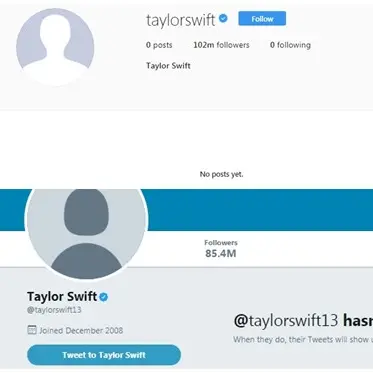 Taylor Swift menghapus konten di media sosialnya. (Instagram/taylorswift, Twitter/taylorswift13)
