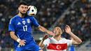 Italia selanjutnya masih akan beruji coba melawan Bosnia & Herzegovina pada 10 Juni, sementara Turki melawan Polandia sehari kemudian. (Alberto PIZZOLI / AFP)