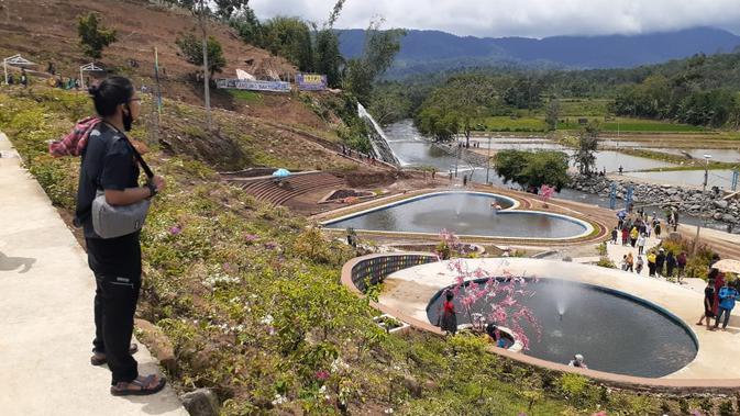 Salah satu spot foto instagramable di Agrowisata Tanjung Sakti Kabupaten Lahat Sumsel (Liputan6.com / Nefri Inge)