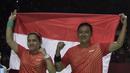Hary Susanto/Ratri Oktlia Leani gpebulutangkis Indonesia meraih medali emas di nomor tganda campuran SL3-SU5 setelah mengalahkan Thailand pada Asian Para Games 2018 di Istora Senayan, Sabtu (13/10/2018).  (Bola.com/Peksi Cahyo)