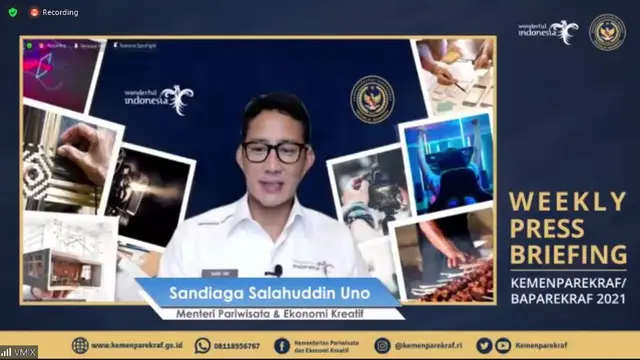 Sandiaga Uno di Weekly Press Briefing, 19 Juli 2021.