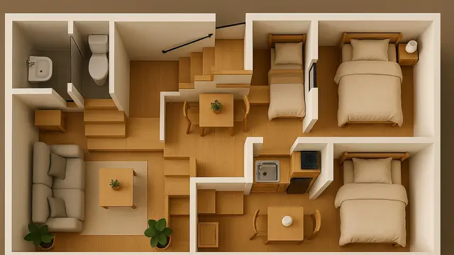 Gambar Rumah Minimalis 6x8 Kamar 3/via ChatGPT
