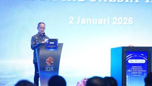 Ketua Dewan Komisioner Otoritas Jasa Keuangan (OJK) Mahendra Siregar, dalam acara pembukaan bursa saham perdana di 2026. (Dok OJK)