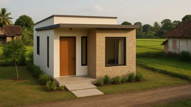 Model Rumah 6x9 di Kampung Tampak Mewah Tapi Murah/Ilustrasi oleh AI