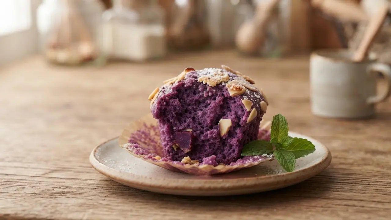 Resep Muffin Ubi Ungu dengan Topping Almond