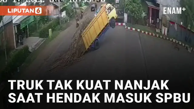 VIDEO: Kelebihan Muatan, Truk Tak Kuat Nanjak Saat Hendak Masuk SPBU