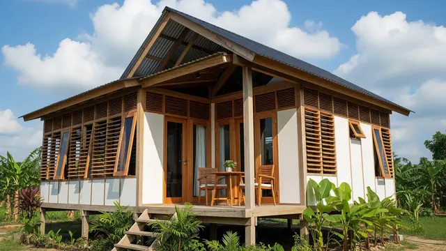 Desain Rumah Hemat Listrik dengan Banyak Ventilasi/Gemini AI