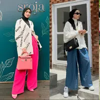 Inspirasi outfit oversized untuk perempuan berhijab. [@citraciki, @emyaghnia, dan @xolovelyayana]