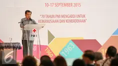 Wakil Presiden Jusuf Kalla saat menghadiri HUT ke-70 Palang Merah Indonesia (PMI) di Museum Nasional, Jakarta, Kamis (17/9/2015). (Liputan6.com/Faizal Fanani)