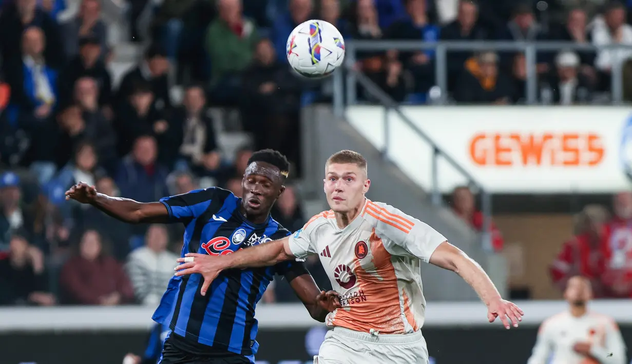 I Giallorossi yang tak terkalahkan dalam 19 laga beruntun di Serie A harus mengakui keangkeran markas Atalanta dan menyerah dengan skor 1-2. (Stefano Nicoli/LaPresse via AP)