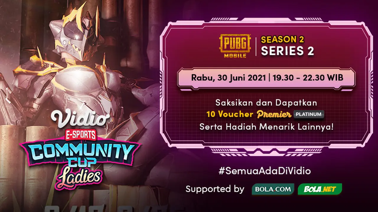 Live Streaming Vidio Community Cup Ladies Season 2 PUBGM Series 2 di Vidio, Rabu 30 Juni 2021