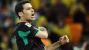 Selebrasi gol bek Meksiko Rafael Marquez ke gawang Afrika Selatan di partai perdana penyisihan Grup A PD 2010 di Soccer City, Johannesburg, 11 Juni 2010. Skor akhir 1-1. AFP PHOTO / PEDRO UGARTE