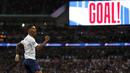 Striker Inggris Marcus Rashford berselebrasi usai mencetak gol ke gawang Montenegro pada pertandingan Grup A Kualifikasi Piala Eropa 2020 di Stadion Wembley di London (14/11/2019). Inggris menang telak 7-0 atas Montenegro. (AFP/Adrian Dennis)