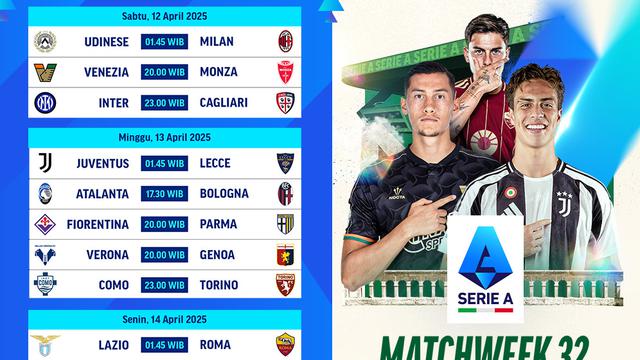 Jadwal Live Streaming Serie A 2024/25 Matchweek ke 32 di Vidio Pekan Ini