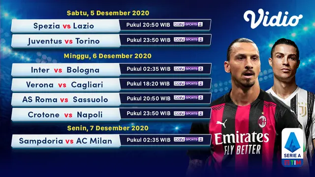 Jadwal Liga Italia Pekan 10 di Vidio